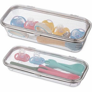 2-Pack Stainless Steel Dishwasher Basket Set for Small Items, Utensil Mesh Drain for Bottle Parts, Pacifiers, Scoops and Chopsticks - 1 of 4