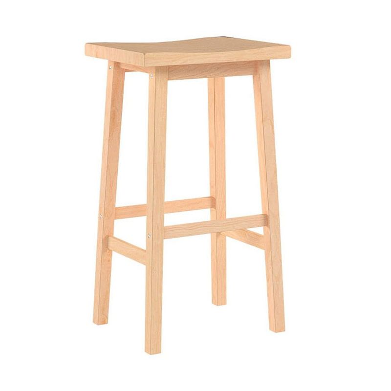 PJ Wood Classic Saddle-Seat 29" Tall Kitchen Counter Stool for Homes, Dining Spaces, and Bars w/Backless Seat, 4 Square Legs, Natural (4 Pack), 5 of 7