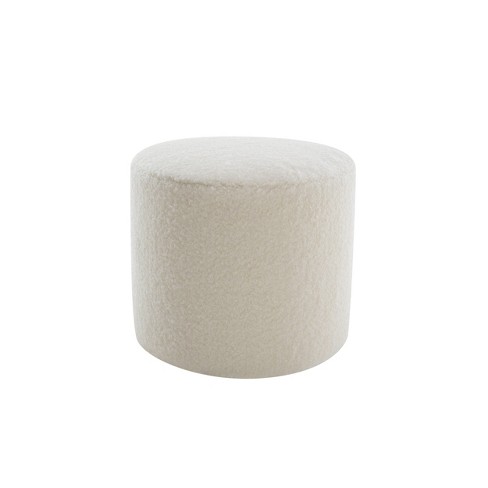 19 Round Pouf Ottoman White Faux Shearling Wovenbyrd Target