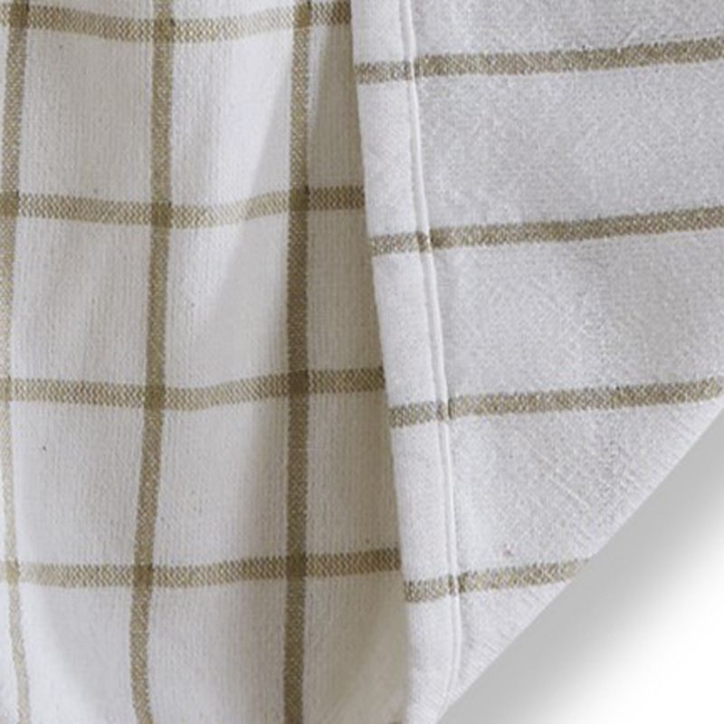 TAG Classic Reversible Double Cloth White Windowpane Cotton Machine Washable Kitchen Dishtowel 26L x 18W in., 2 of 4