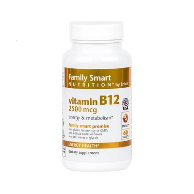 Family Smart Nutrition Vitamin B12 2500mcg Tablets - 60ct