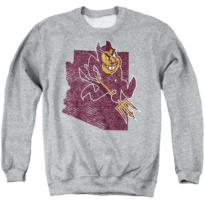 Men's Arizona State University State Shape Crewneck Sweatshirt Athletic Heather Large