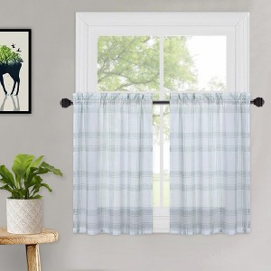 Buffalo Plaid Gingham Pattern Yarn-Dyed Short Curtains - 1 of 4