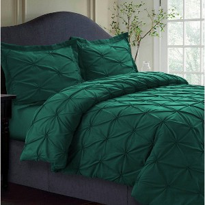 Tribeca Living Sydney Microfiber Oversized Duvet Cover Set Emerald Green - 1 of 2