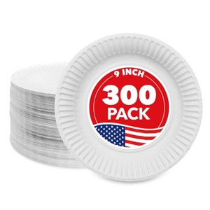 Stock Your Home 9-Inch Everyday Disposable Paper Plates Uncoated- White (300 Count) - 1 of 4