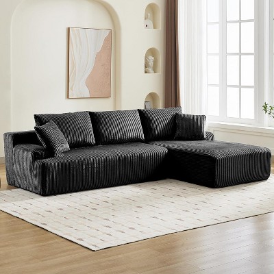 Modular Sectional Sofa, 106” Cloud Sectional Couch with L-Shape Chaise/Deep Seat/Armrest/Plush Corduroy Fabric