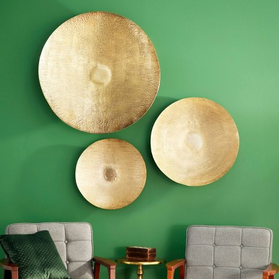 Gold Large Metallic Round Disk Wall Decor Set