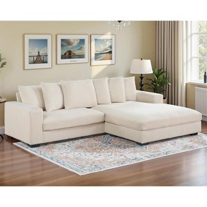 AMERLIFE 102" L-Shaped Sectional Sofa, Oversized Cloud Couch with Deep Seats and Loose Backrest for Living Room, Corduroy Sofa - 1 of 4