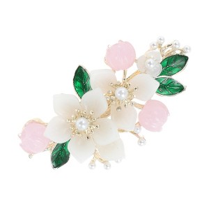 Unique Bargains Anagallis Flower French Barrette Hair Clips Pink Beige 1 Pc - 1 of 4