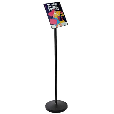 Black Plastic Floor-Standing Sign Holder with Swivel Frame
