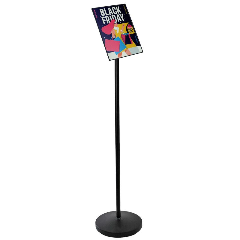 Azar Displays Black Pedestal Sign Holder for Floor 8.5" x 11" Swivel Frame for Portrait/Landscape on Straight Pole Stand, 3 of 9