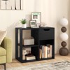Tangkula 3-Cubby Bookcase with Drawer Modern Simple Bookshelf Display Rack with 2-Tier Open Shelves Multifunctional Storage Cabinet Side Table Black - 2 of 4