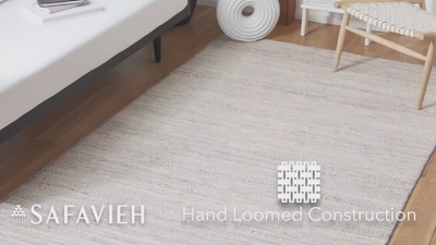 Handwoven Beige and Gray Wool Cotton Square Rug