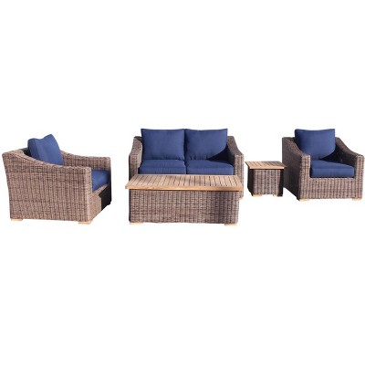 Courtyard Casual Tivoli  4 pc Loveseat Set  Set Includes:  One Loveseat, One Coffee Table & Two Club Chairs