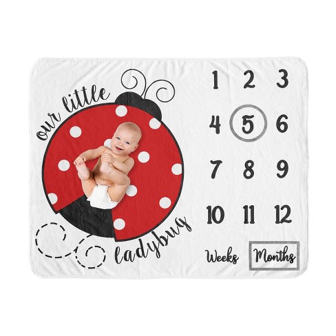 Sweet Jojo Designs Girl Baby Milestone Blanket Polka Dot Ladybug Red Black And White Target