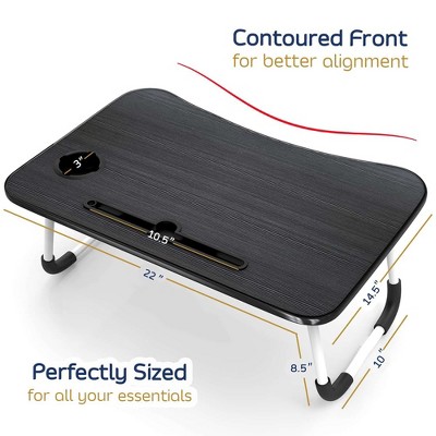 Nestl Large Black Foldable Laptop Desk with Cup Holder