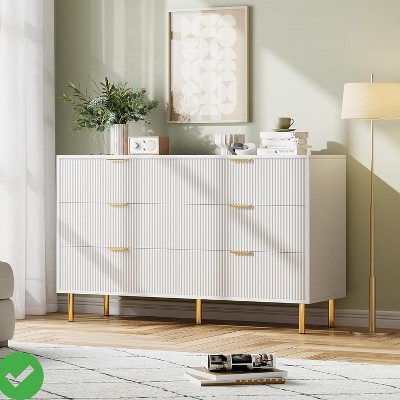 6 Drawer Dresser for Bedroom Large Chest of Drawers Modern Wood Storage Dresser Organizer