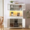 70'' Farmhouse Kitchen Sideboard with LED Lights and Outlet, Kitchen and Dining Cabinets with Buffet Storage Table - Maison Boucle - 2 of 4