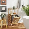 Tangkula Tilt-out Laundry Hamper w/ 2-Tier Shelves & Tilt-out Basket Bamboo Organizer - 4 of 4