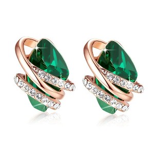 Leafael Wish Stone Stud Earrings with Birthstone Crystals, 18K Rose Gold Plated or Silver-tone - 1 of 4