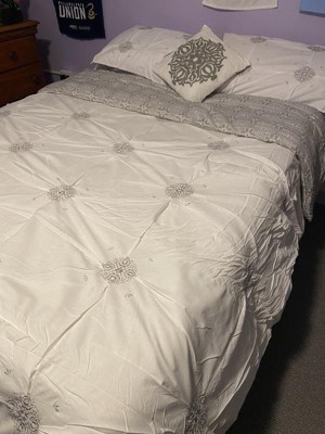 Alicia King/California King 6pc Cotton Comforter Set Gray/Ivory