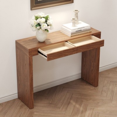 50" Dark Wood Grain Bar Table with Drawers for Modern Homes