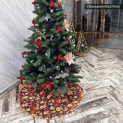 48-Inch Maroon Faux Suede Gnome Folk Christmas Tree Skirt