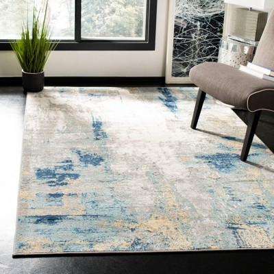 Gray and Gold Abstract Hand-knotted Synthetic Area Rug