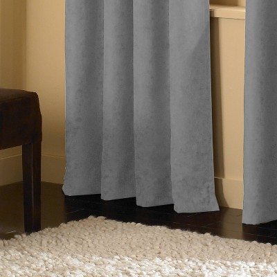 Pewter Faux Silk Room Darkening Grommet Window Panel, 144"