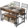4-Piece Dining Table Set with Bench and 2 Chairs, Space-Saving Kitchen Table Set with Storage Drawers and Rack, Farmhouse Breakfast Nook Table - 4 of 4