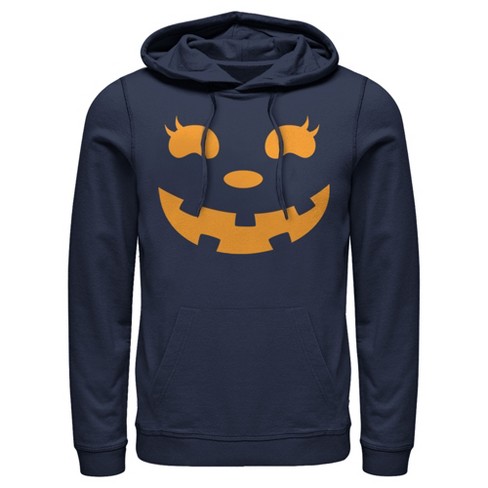 Men s Chin Up Halloween Jack O Lantern Face Pull Over Hoodie