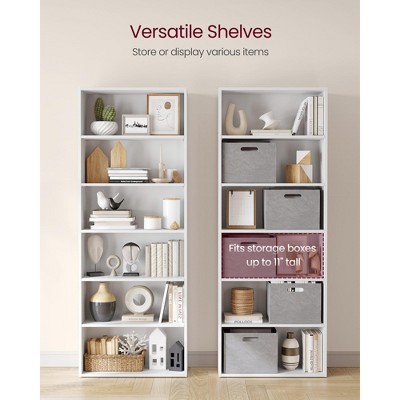 White 6-Tier Adjustable Freestanding Bookcase