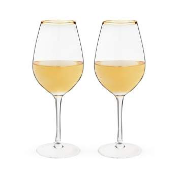 Twine Rose Wine Glasses, Gold Rimmed Pink Tinted Crystal Wine Glass Set, Stemless  Wine Glasses, Set of 2, 18 Ounce – Twine Living
