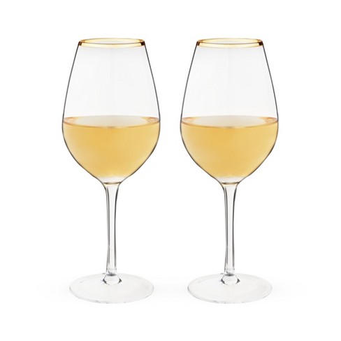 Twine Tulip Wine Glasses, Gold Amber Tinted Drinking Tumblers Stemmed Red  or White Wine Glasses, Yellow Brown, 14 Oz, Set of 2 