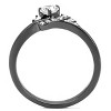 Slickblue Light Black Stainless Steel Ring, Clear CZ Center, Women’s Engagement Ring, Round Style, Sizes 5-10 - 3 of 4