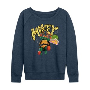 Women's - Teenage Mutant Ninja Turtles - Michelangelo AKA Mikey Lightweight French Terry Wide Neck Long Sleeve Shirt - 1 of 4
