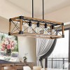 Kitchen Island 5-Light Industrial Farmhouse Chandelier, Black Walnut Wood Pendant Light for Kitchen Island, Dining Room, E26 Base, Adjustable Height - 2 of 4
