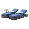 Buenhomino Patio Lounge Chair Set - Outdoor Wicker Chaise Lounge with Adjustable Backrest & Side Table, 5-inch Thick Cushion for Backyard, Poolside - 2 of 4