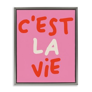 Stupell Industries C'est La Vie on Pink Black Framed Floater Canvas Wall Art - 1 of 4