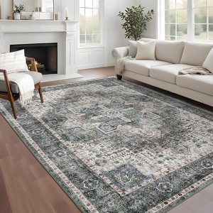 coucheta Multi-size Washable Vintage Area Rug for Living Room, Foldable Soft Stain Resistant Non Slip Low Pile Carpet, for Bedroom, Dining, Office - 1 of 4