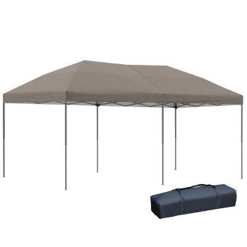 Outsunny 10' x 20' Heavy Duty Pop Up Canopy with Durable Steel Frame, 3-Level Adjustable Height and Storage Bag, Event Party Tent,