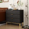 FUFU&GAGA Black Nightstand Bedside Dresser Storage with 3 Drawers and Metal Feet - 2 of 4