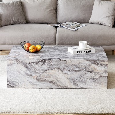 Rectangle Wood Coffee Table Block Central Table MDF Tea Table-Cuddlewood