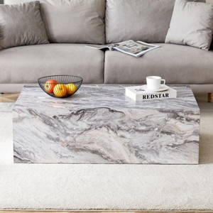 Rectangle Wood Coffee Table Block Central Table MDF Tea Table-Cuddlewood - 1 of 4