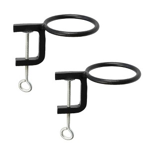 Set of 2 4" Indoor/Outdoor Clamp-On Flower Pot Holder Ring Brackets Black Powder Coat Finish - ACHLA Designs: Iron Planter Stands - 1 of 3
