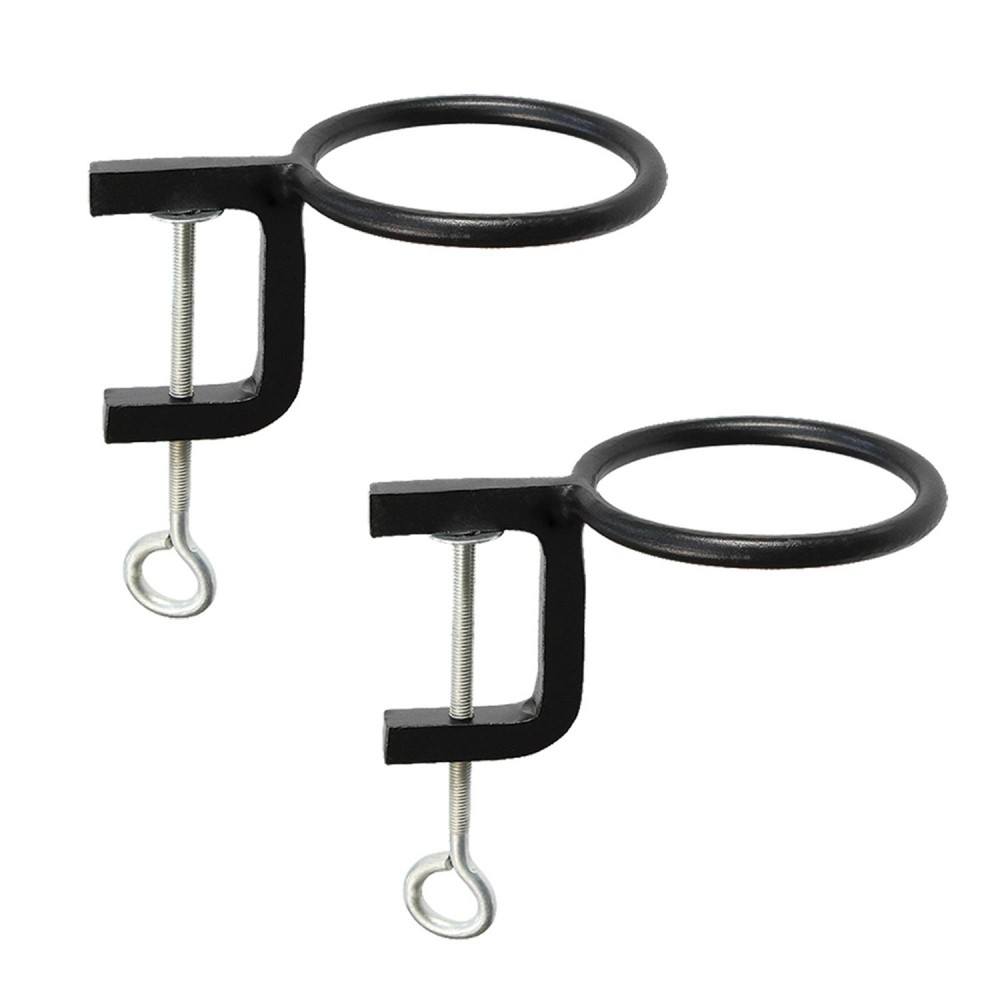 Set of 2 4" Indoor/Outdoor Clamp-On Flower Pot Holder Ring Brackets Black Powder Coat Finish - ACHLA Designs: Iron Planter Stands