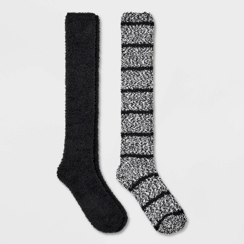 Black and White Knee-high Striped Socks 