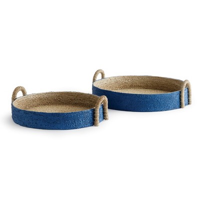 Plum & Post Tiana Seagrass Round Decorative Baskets Set of 2