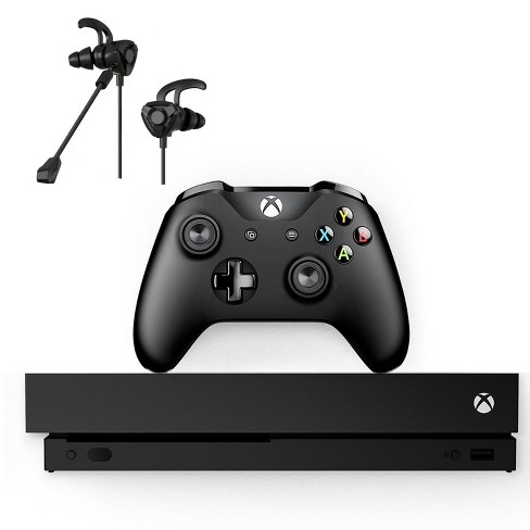 Microsoft Xbox One X 1TB Black Gaming Console + Bolt Axtion Wired Gaming  Black Earbuds Manufacturer Refurbished