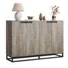 55" Buffet Storage Cabinet, Sideboard Modern Credenza with 4 Doors and Shelves, Accent Coffee Bar Table - 3 of 4